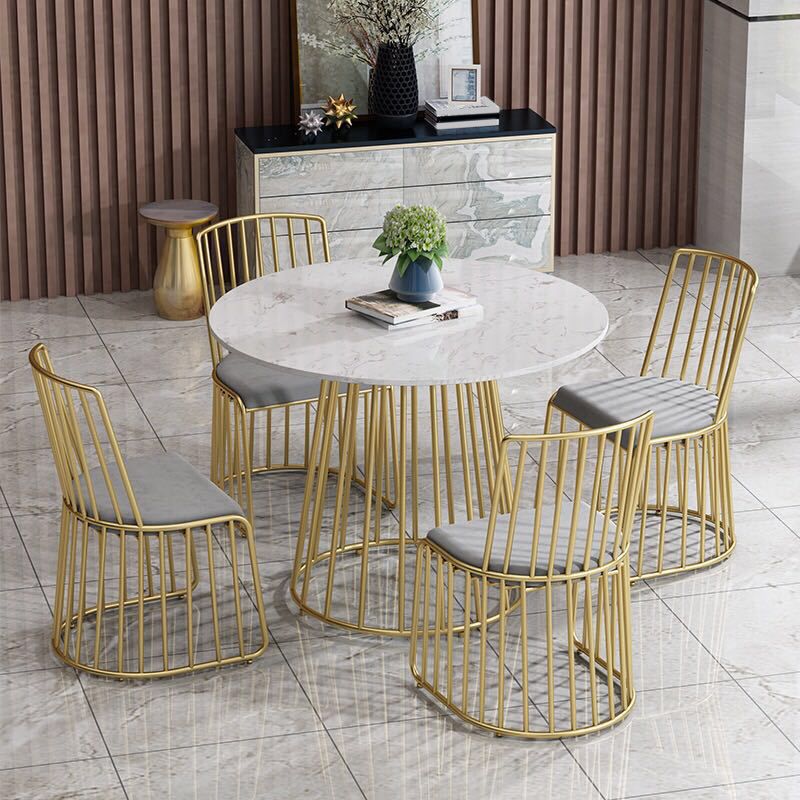 Moderna Mesa de comedor de piedra redonda de 1/5 piezas para tiendas de té de leche