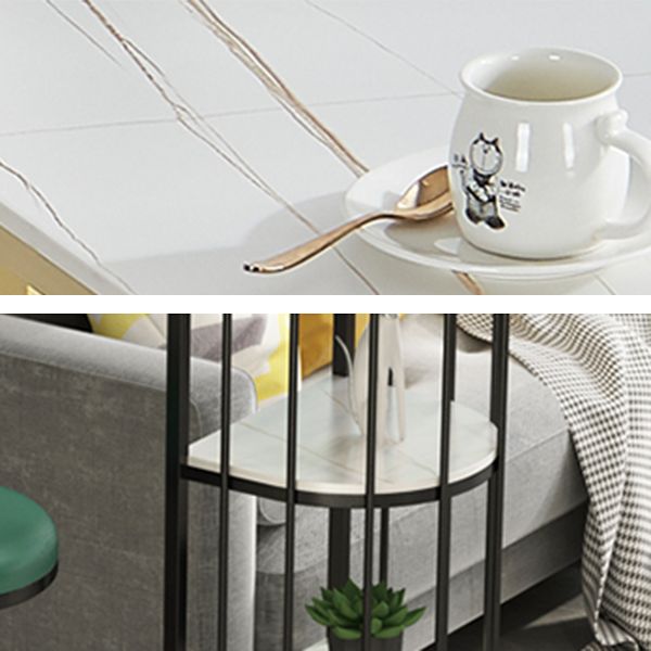 Stone Industrial Bar Dining Table Double Pedestal Bistro Table with Shelve (only table) Clearhalo 'Bar Furniture' 'Bar Tables' 'bar_tables' 'furn' 'furn_bar_tables' 'Furniture' 'furniture_bar_tables' 'Kitchen & Dining Furniture' 'kitchen&dining_furn' 'kitchen' 1200x1200_b8ec2899-a5de-4b0e-88d5-0f8d4900127f