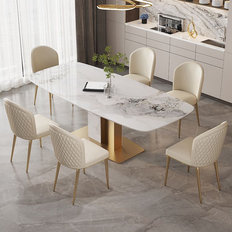 Modern Dining Furniture Set 1/4/5/7 Pcs Sintered Stone Dining Table with Chairs Clearhalo 'Dining Room Sets' 'Dining Tables & Seating' 'dining_room_set' 'furn' 'furn_dining_room_set' 'Furniture' 'Kitchen & Dining Furniture' 1200x1200_b8ee68f7-54a1-45a0-9700-d350fd040182