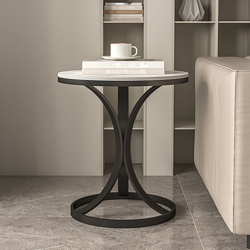 Tavolino moderno tondo in ardesia rotonda da 19,6 pollici di estremità del piedistallo