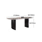 Modern Black Base Dinner Room Kitchen Table Rectangle Stone Dinette Table