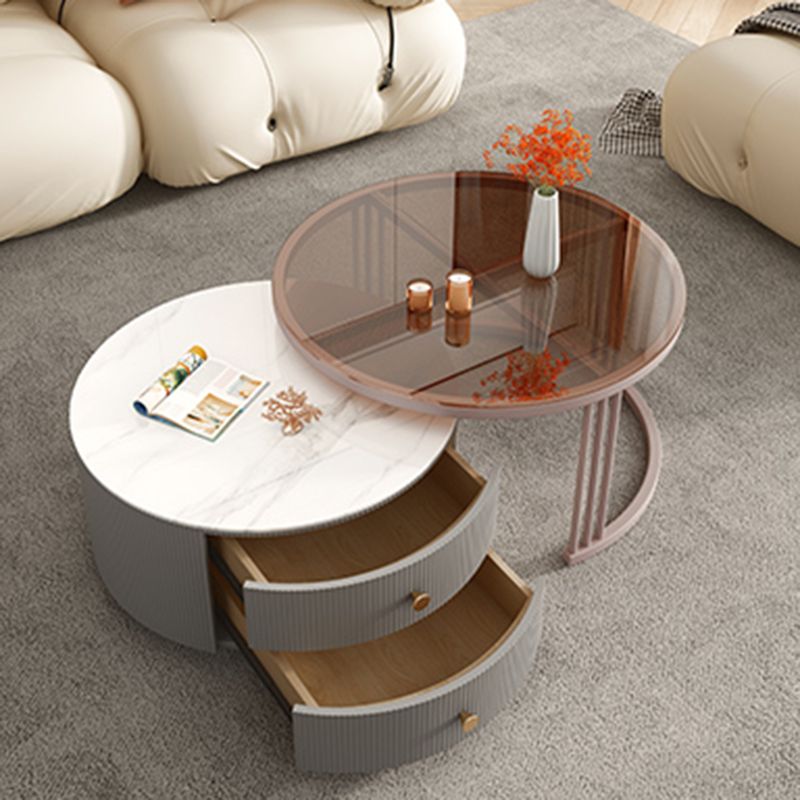 Frame Round Glam Coffee Table Slate Nesting Coffee Table Set Clearhalo 'Coffee & Accent Tables' 'Coffee Tables' 'coffee_tables' 'furn' 'furn_coffee_tables' 'Furniture' 'Living Room Furniture' 1200x1200_b8f0ff8b-a1c4-4023-bb15-1869a210913d