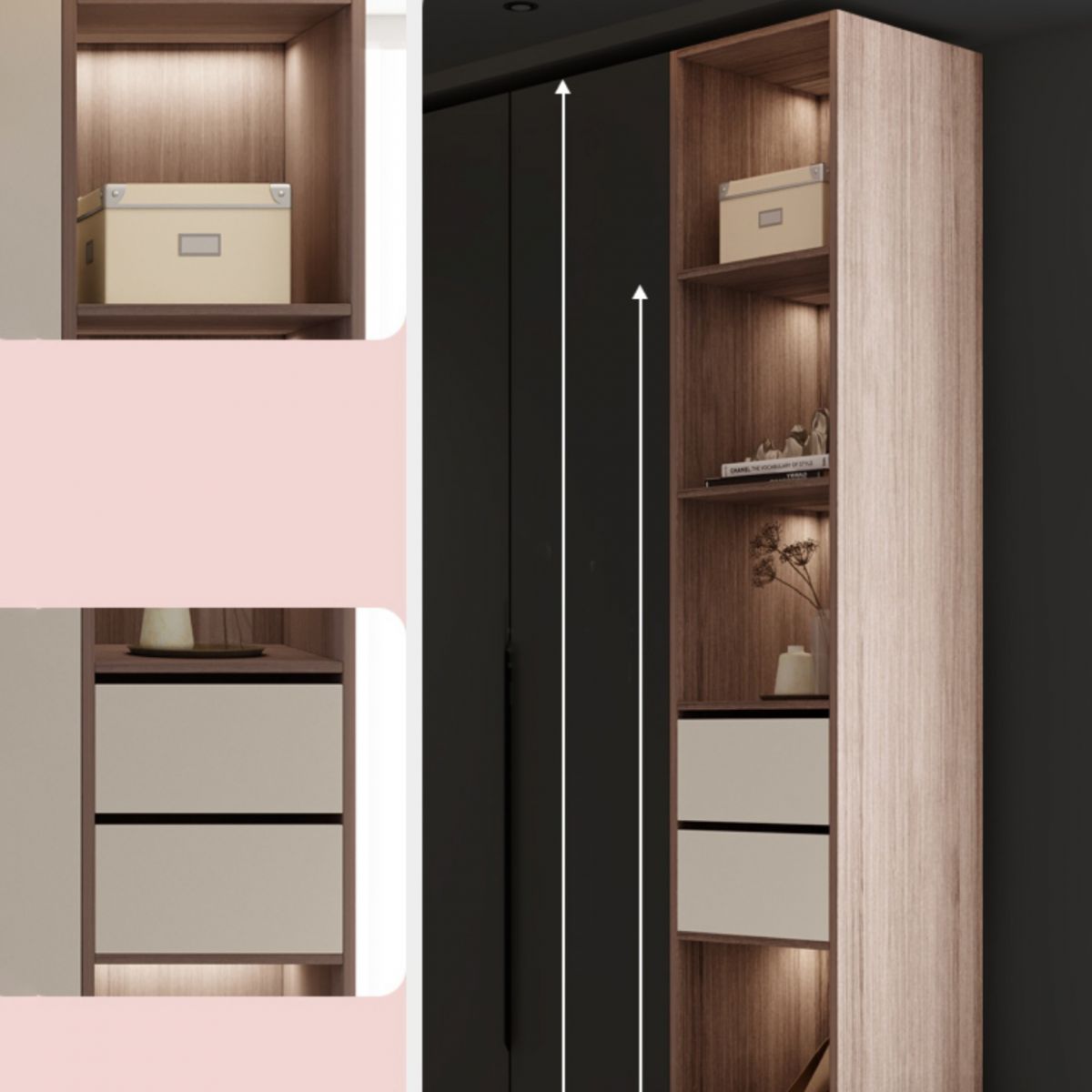 Hinged Storage Cabinet Modern Wardrobe Armoire with Garment Rod Clearhalo 'Armoires & Wardrobes' 'armoires_wardrobes' 'Bedroom Furniture' 'furn' 'furn_armoires_wardrobes' 'Furniture' 1200x1200_b8f19b41-565d-48cd-84a1-6848feb5b758