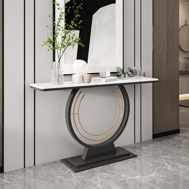 Modern Rectangle Console Accent Table Antique Finish Console Sofa Table in Stone Clearhalo 'Console Tables' 'console_tables' 'Entry & Mudroom Furniture' 'furn' 'furn_console_tables' 'Furniture' 1200x1200_b8f34e1c-d727-448c-9175-37a05356cfae