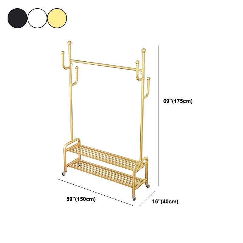 Modern Style Mobile Coat Rack Free Standing Hooks Design Metallic Coat Rack Clearhalo 'Entry & Mudroom Furniture' 'furn' 'furn_hall_tree_coat_racks' 'Furniture' 'Hall Trees & Coat Racks' 'hall_tree_coat_racks' 1200x1200_b8f437c3-72c2-4f3b-8f13-6b91adf2583f