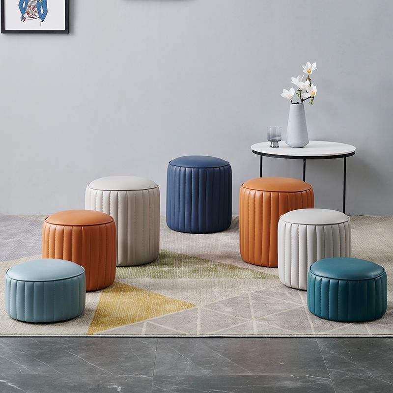 Modern Round Ottoman Pouf Genuine Leather Solid Water Resistant Ottoman for Children Clearhalo 'furn' 'furn_ottomans_poufs' 'Furniture' 'Living Room Furniture' 'Ottomans & Poufs' 'ottomans_poufs' 1200x1200_b8f485a6-574e-4de2-a691-b83affaaadae