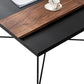 Mid-Century Modern Black Coffee Table with Iron Tray Top and Cross Legs