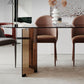 Table à manger en verre moderne avec base de piédestal double