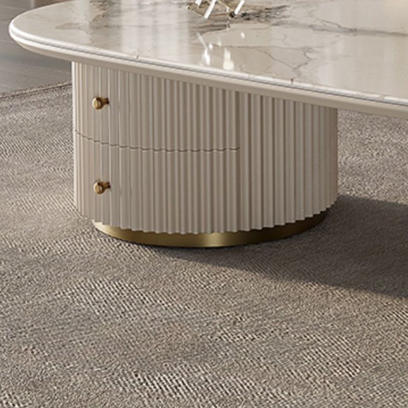 No Distressing Slate Coffee Table Oval Single Coffee Table with 2 Drawers Clearhalo 'Coffee & Accent Tables' 'Coffee Tables' 'coffee_tables' 'furn' 'furn_coffee_tables' 'Furniture' 'Living Room Furniture' 1200x1200_b8f5cc3c-b6db-40fc-b708-948ea2fe6a4e