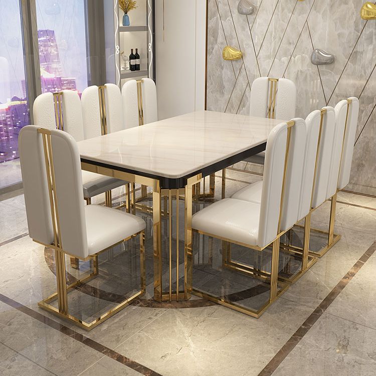 Metal Traditional Luxury Rectangle Indoor Table Sintered Stone Top Table with Legs Clearhalo ' dining_table' 'Dining Tables & Seating' 'Dining Tables' 'furn' 'furn_dining_table' 'Furniture' 'furniture_dining_table' 'Kitchen & Dining Furniture' 'kitchen&dining_furn' 'kitchen' 'kitchen_dining_table' 1200x1200_b8f73270-c86d-415d-ba8e-e8910ede33fa