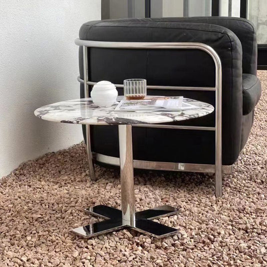 Rustic Sofa Side Accent Table Pedestal Metal Round Living Room Corner Table