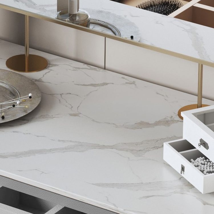 Specchio e 2 cassetti set di sgabelli da toeletta da toeletta per trucco grigio chiaro