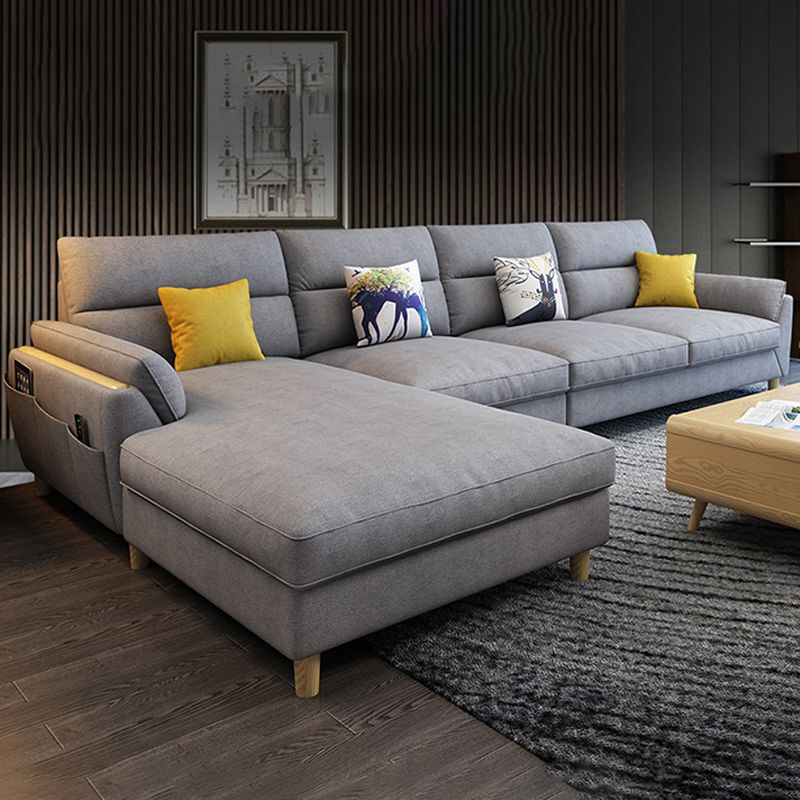 Linnen slipcovered sectional flard arm sectional met opslag