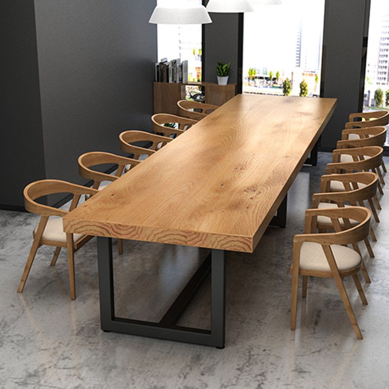 Solid Wood Home Meeting Desk Industrial Rectangle Office Fixed Table Clearhalo 'furn' 'furn_office_desk' 'Furniture' 'furniture_office_desk' 'Office Desks' 'Office Furniture' 'office_desk' 1200x1200_b8fa152f-ddff-4377-bffe-553216c1b254