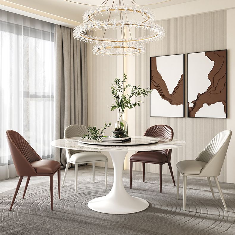 Modern Round Dinette Set 1/4/5/7 Pieces Sintered Stone Dining Table Set with Turntable Clearhalo 'Dining Room Sets' 'Dining Tables & Seating' 'dining_room_set' 'furn' 'furn_dining_room_set' 'Furniture' 'Kitchen & Dining Furniture' 1200x1200_b8fb1503-1c43-404e-8115-c7fc7fe3b0c5