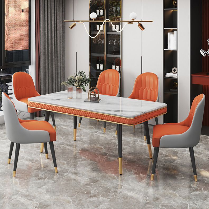 Rectangle Traditional Luxury Dining Table 4 Black Metal Legs Table for Dining Room Clearhalo ' dining_table' 'Dining Tables & Seating' 'Dining Tables' 'furn' 'furn_dining_table' 'Furniture' 'furniture_dining_table' 'Kitchen & Dining Furniture' 'kitchen&dining_furn' 'kitchen' 'kitchen_dining_table' 1200x1200_b8fc4c9e-f314-4462-9194-662f8838a9b0