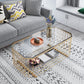 Gold Metal Frame Coffee Table Luxurious Cocktail Table with Shelf Clearhalo 'Coffee & Accent Tables' 'Coffee Tables' 'coffee_tables' 'furn' 'furn_coffee_tables' 'Furniture' 'Living Room Furniture' 1200x1200_b8fd2c05-06bc-41ea-8192-e11b5893212e