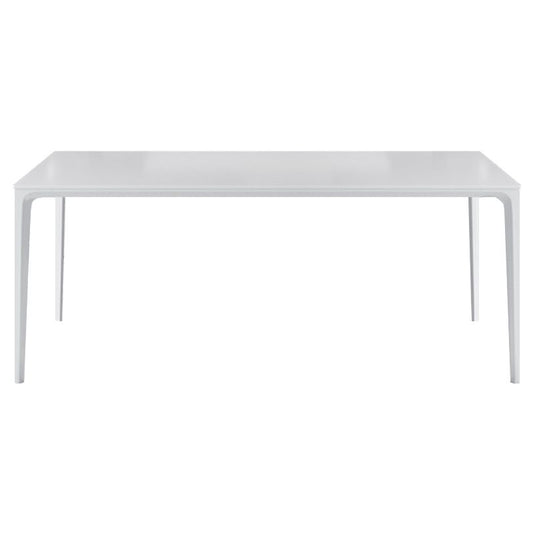 Metal Contemporary Rectangular Table White Sintered Stone Dining Table with 4 Legs