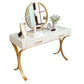 15.74" Wide Bedroom Dressing Table White Gold Make-up Vanity with 4 Storage Drawers