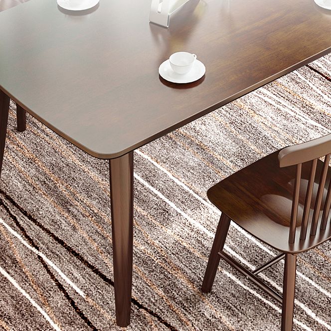 Rectangle 4 Legs Modern Dining Table Brown Tone Fixed Table with Solid Wood Clearhalo ' dining_table' 'Dining Tables & Seating' 'Dining Tables' 'Furniture' 'furniture_dining_table' 'Kitchen & Dining Furniture' 'kitchen&dining_furn' 'kitchen' 'kitchen_dining_table' 1200x1200_b9088973-489f-400c-9268-ac77a15f582b
