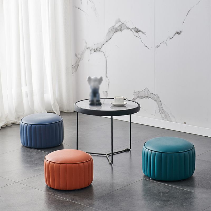 Modern Faux Leather Ottoman Solid Color Round Pouf Ottoman for Living Room Clearhalo 'furn' 'furn_ottomans_poufs' 'Furniture' 'Living Room Furniture' 'Ottomans & Poufs' 'ottomans_poufs' 1200x1200_b9093df1-5320-44b0-be03-e2a6c36d90a9