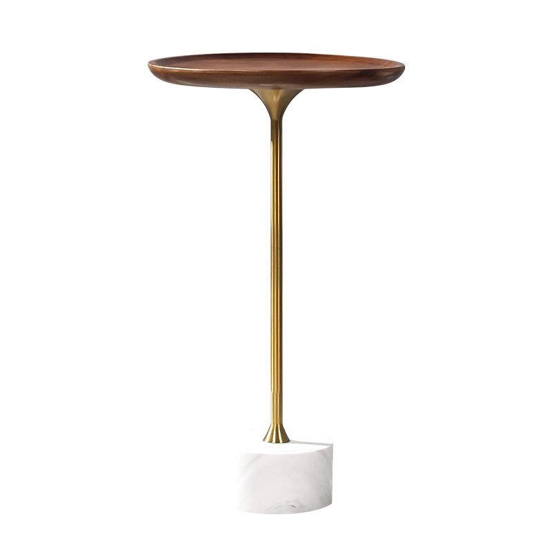 Pedestal Design Cocktail Table Brown Wood Top Marble Pedestal Coffee Table Clearhalo 'Coffee & Accent Tables' 'End & Side Tables' 'end_side_table' 'end_side_tables' 'furn' 'furn_end_side_tables' 'Furniture' 'furniture_end_side_table' 'Living Room Furniture' 1200x1200_b909e116-a6b4-4167-9faa-eb286e9b7429