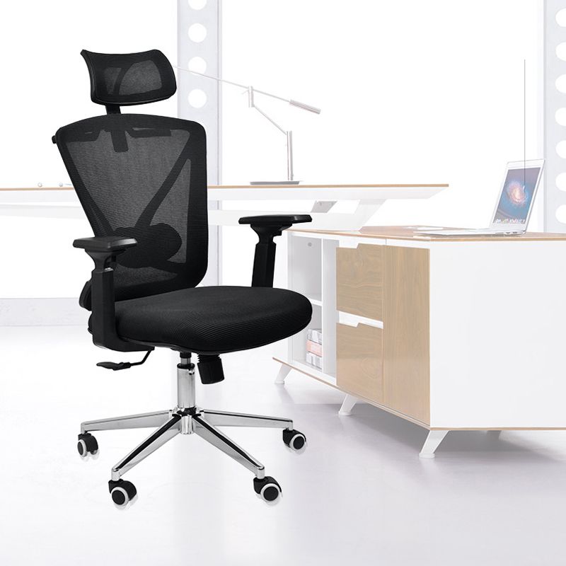 Modern & Contemporary Wheels Chair Microfiber Black High Back Chair Clearhalo 'furn' 'furn_office_chair' 'Furniture' 'Office Chairs' 'Office Furniture' 'office_chair' 1200x1200_b90aa586-8cac-4206-a3cd-52dfb730447f
