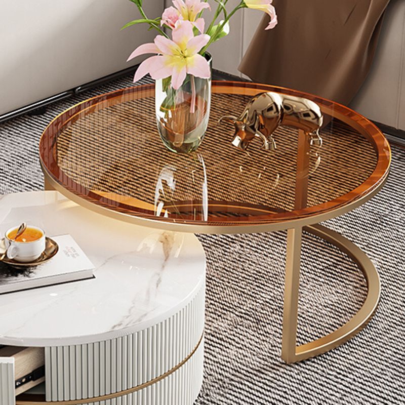 Glass Top Coffee Table Frame 2 Piece Nesting Tables with Golden Legs Clearhalo 'Coffee & Accent Tables' 'Coffee Tables' 'coffee_tables' 'furn' 'furn_coffee_tables' 'Furniture' 'Living Room Furniture' 1200x1200_b90bdd3c-5c0a-47e7-9366-0d74f56c772a