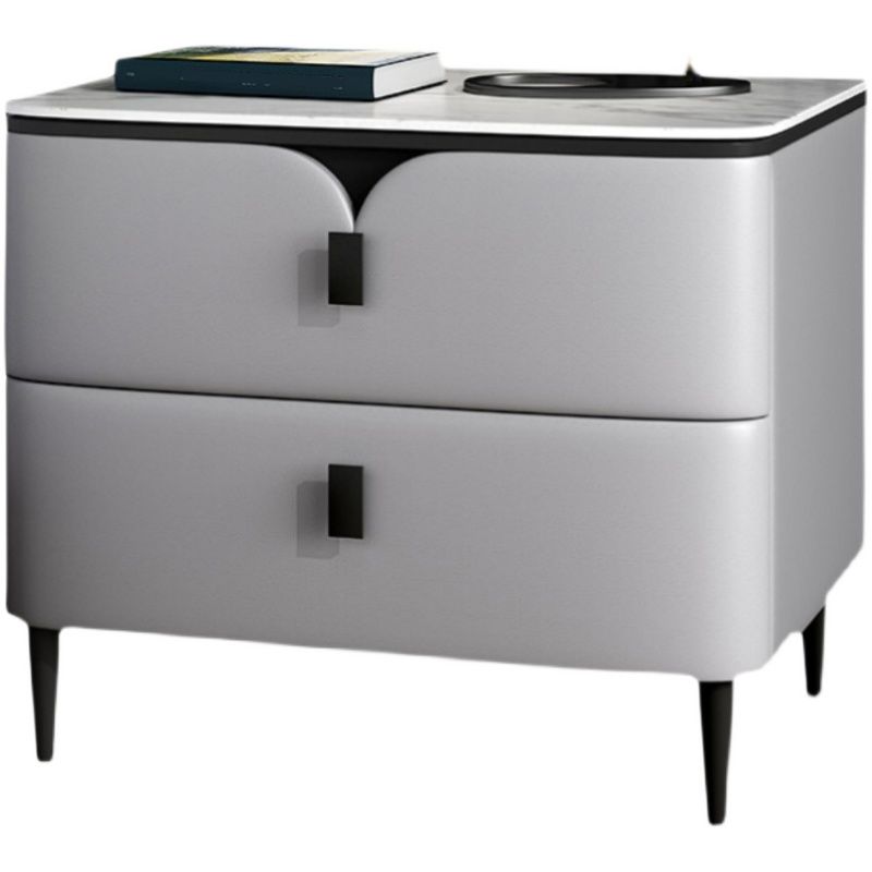 Modern Stone Top Top a 2-Drawer Storage da 18 pollici H Tavolo da notte con gambe