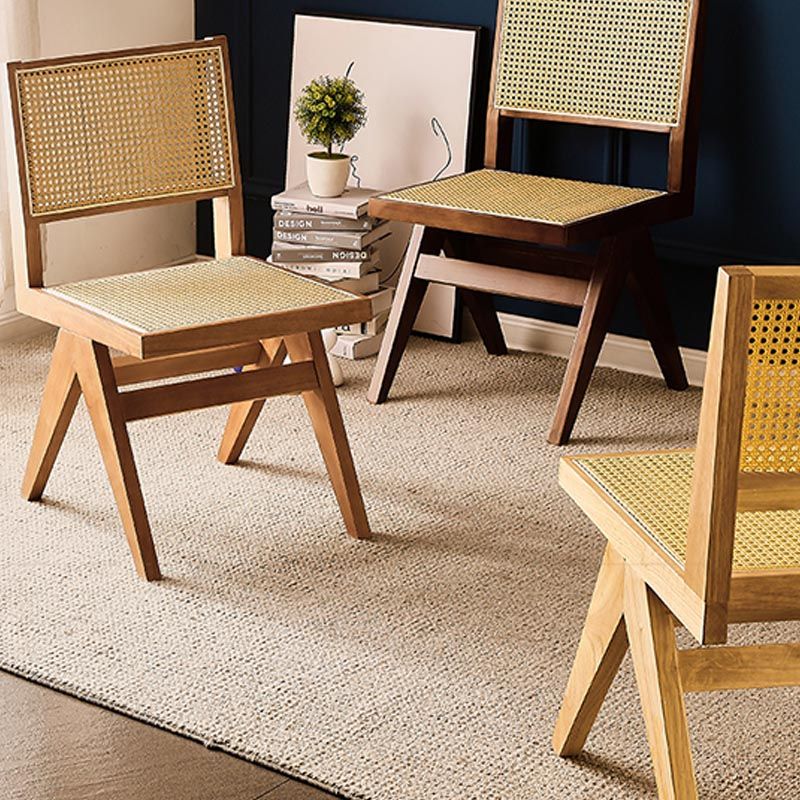 Traditional Dining Arm Chair Rattan Oak Solid Wood Dining Chair