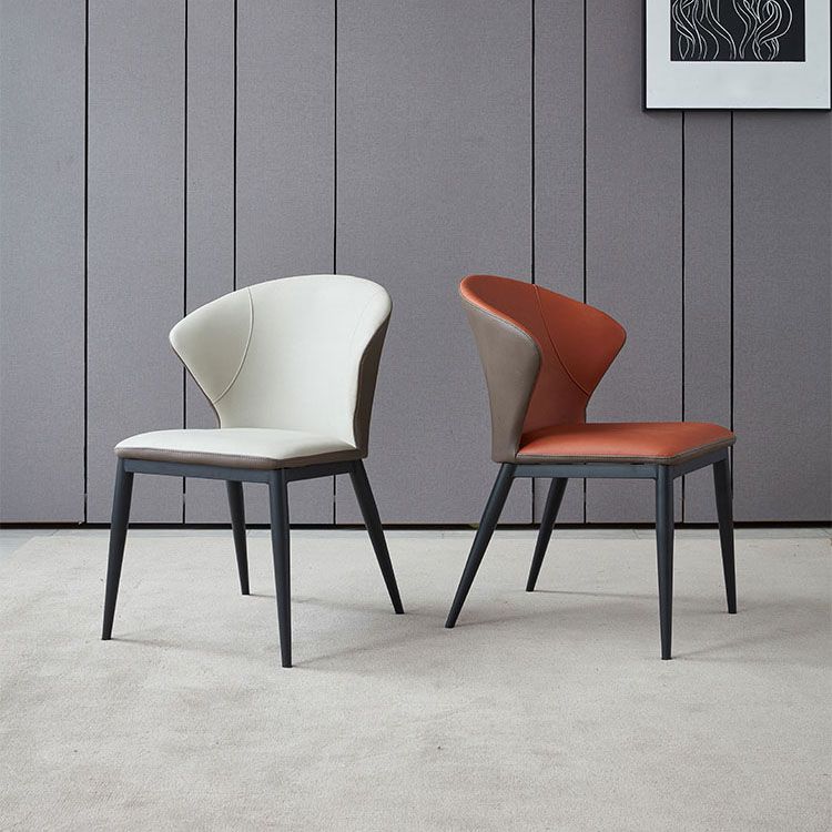 Modern Home Leather Side Chair Matte Finish Wingback Dining Chair