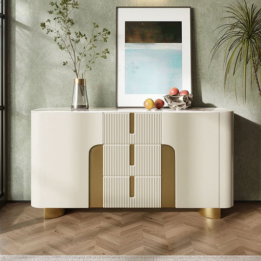 Glam Sideboard Buffet Cabinets Buffet Sideboard with 2 Doors and 3 Drawers Clearhalo 'buffet_sideboard' 'Buffets & Sideboards' 'furn' 'furn_buffet_sideboard' 'Furniture' 'Kitchen & Dining Furniture' 1200x1200_b90cc1e0-9f7d-48d0-b0fd-fcc9a850b397
