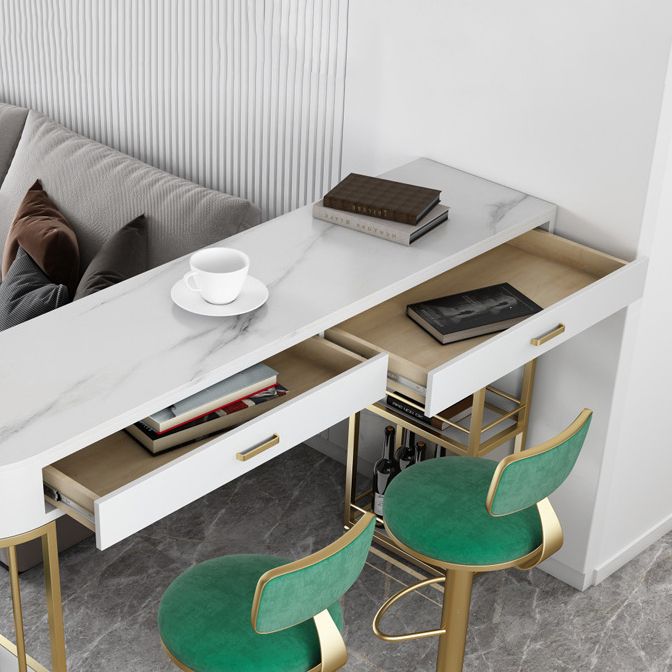 Glam Style Stone Bar Table 1/3/4 Pieces Counter Table with Upholstered Stools Clearhalo 'Bar Furniture' 'furn' 'furn_home_bar_bar_sets' 'Furniture' 'Home Bars & Bar Sets' 'home_bar_bar_sets' 'Kitchen & Dining Furniture' 1200x1200_b90e39a8-c3dd-453e-8405-85fb0630c81c