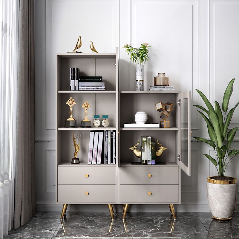 Glam Vertical Standard Bookcase Manufactured Wood Bookcase with Door and Drawers Clearhalo 'Bookcases' 'furn' 'furn_bookcases' 'Furniture' 'furniture_bookcases' 'kitchen' 'kitchen_bookcases' 'Living Room Furniture' 'Office Furniture' 1200x1200_b910fa10-1bb8-42d5-9f85-137639f79f9c