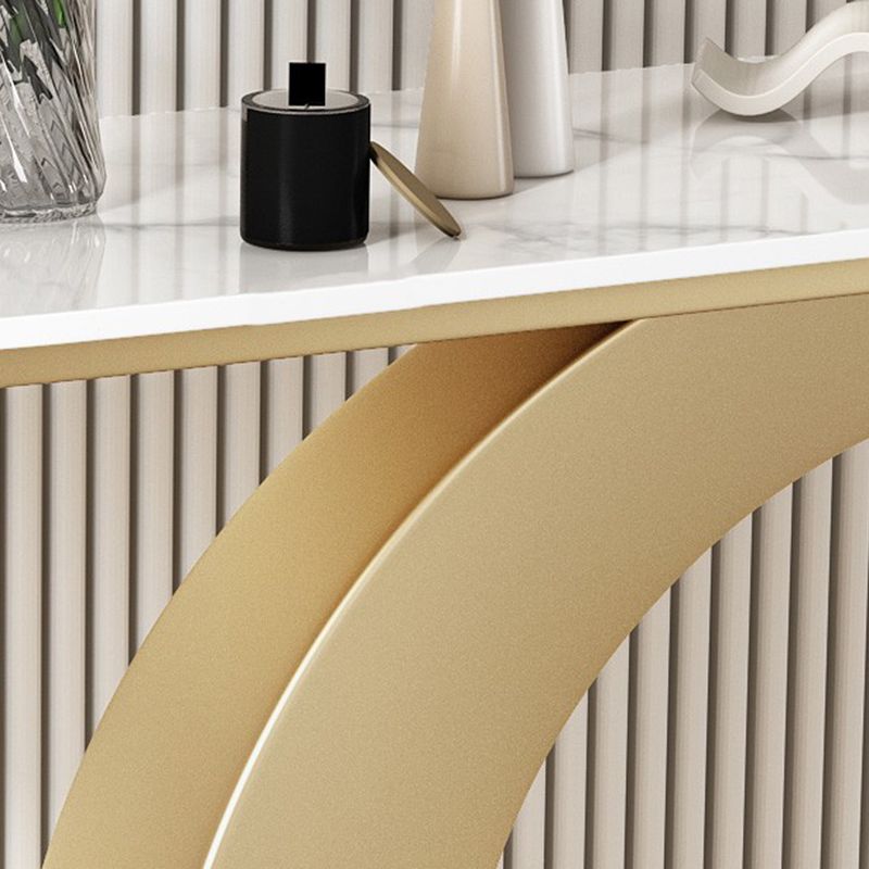 Console a mezza luna di pietra tavolo 1 scaffale 31,5 "tavolo di estremità alto con base astratta