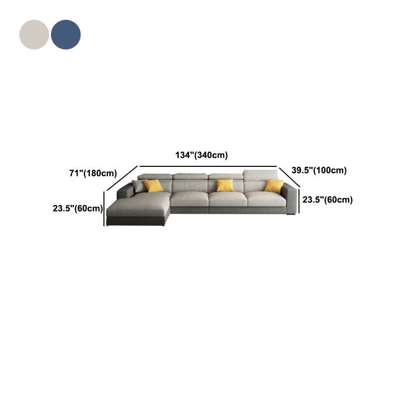 Contemporary L-Shape Sectional Cushion Back Adjustable Sectional
