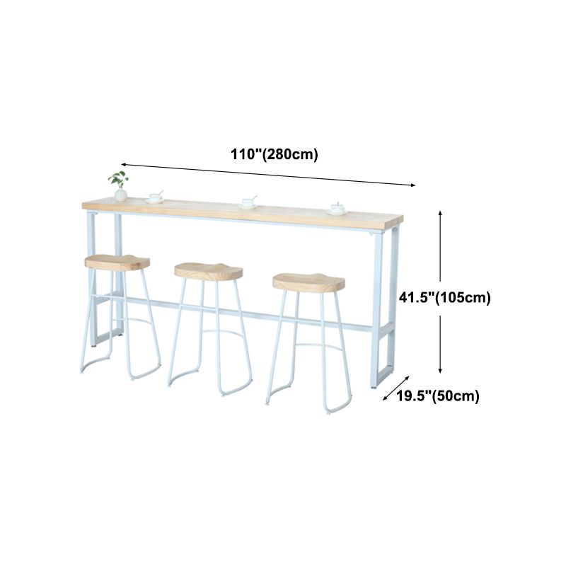 Modern Rectangle Bar Table Wood Bar Height Table with Iron Base in White, Only Table Clearhalo 'Bar Furniture' 'Bar Tables' 'bar_tables' 'furn' 'furn_bar_tables' 'Furniture' 'furniture_bar_tables' 'Kitchen & Dining Furniture' 'kitchen&dining_furn' 'kitchen' 1200x1200_b9174bfb-9052-4023-97df-af3124cefc00