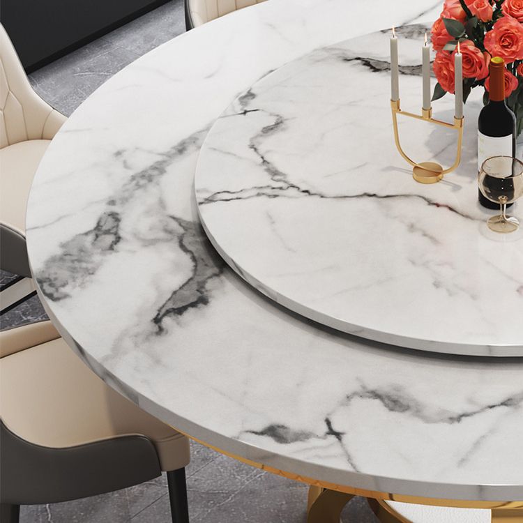 Metal Traditional Luxury Round Dining Table Marble Top Indoor Table with Pedestal Base Clearhalo ' dining_table' 'Dining Tables & Seating' 'Dining Tables' 'furn' 'furn_dining_table' 'Furniture' 'furniture_dining_table' 'Kitchen & Dining Furniture' 'kitchen&dining_furn' 'kitchen' 'kitchen_dining_table' 1200x1200_b9189f83-102e-4d41-b863-4660800b536f