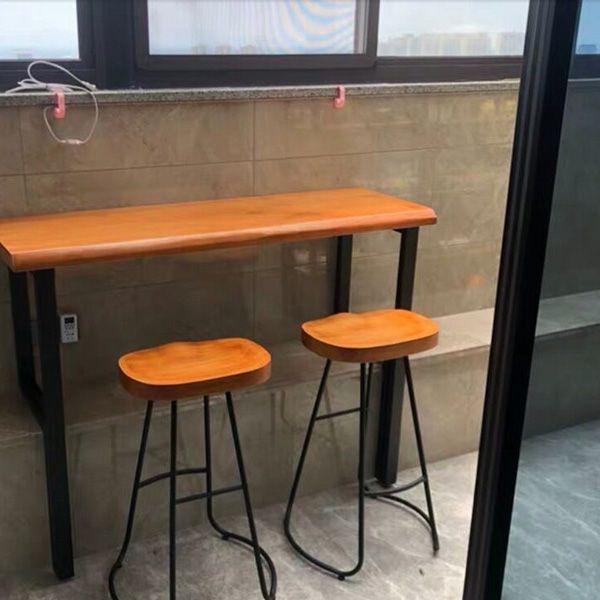 Brown Modern Style Table in Pine Wood and Metal Balcony Bar Table Clearhalo 'Bar Furniture' 'Bar Tables' 'bar_tables' 'furn' 'furn_bar_tables' 'Furniture' 'furniture_bar_tables' 'Kitchen & Dining Furniture' 1200x1200_b91b3208-98ea-423e-99f8-49d1d7acdc2f