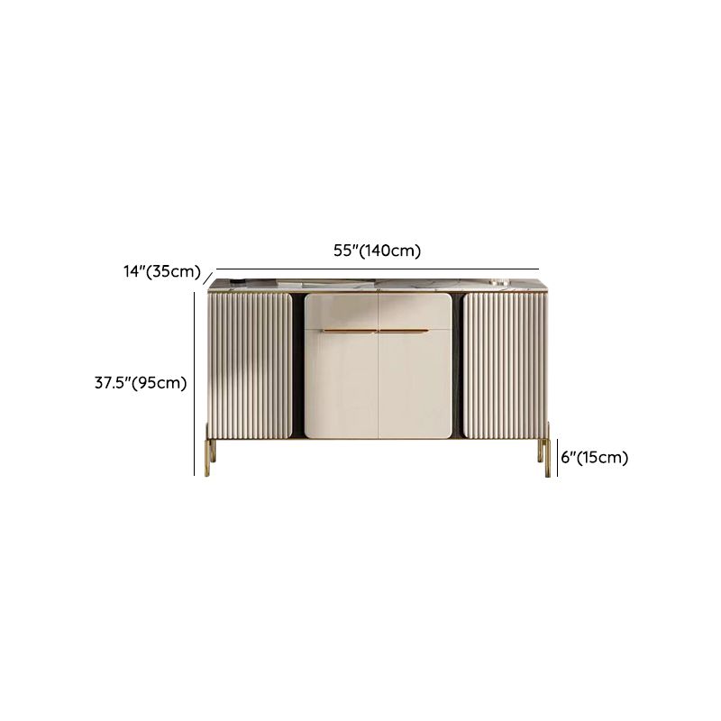 Stone Credenza Contemporary Style Adjustable Shelving Server with Cabinets and Drawers Clearhalo 'buffet_sideboard' 'Buffets & Sideboards' 'furn' 'furn_buffet_sideboard' 'Furniture' 'Kitchen & Dining Furniture' 1200x1200_b91d299d-55ec-4c16-b35e-ad5e5717fd43
