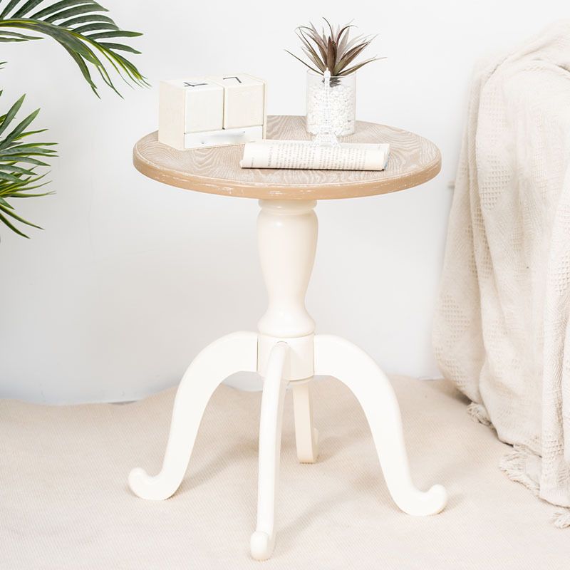 フランスのカントリースタイルのサイドテーブル白の悩みのある木材サイドテーブル