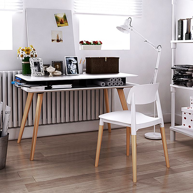 Plastic Stackable Armless Dining Chairs Open Back Side Chair with Wood Legs Clearhalo ' kitchen&dining_furn' 'Dining Chairs' 'Dining Tables & Seating' 'dining_chair' 'furn' 'furn_dining_chair' 'Furniture' 'furniture_dining_chair' 'Kitchen & Dining Furniture' 'kitchen' 1200x1200_b9210d4d-06db-4403-a421-5248efa988f2