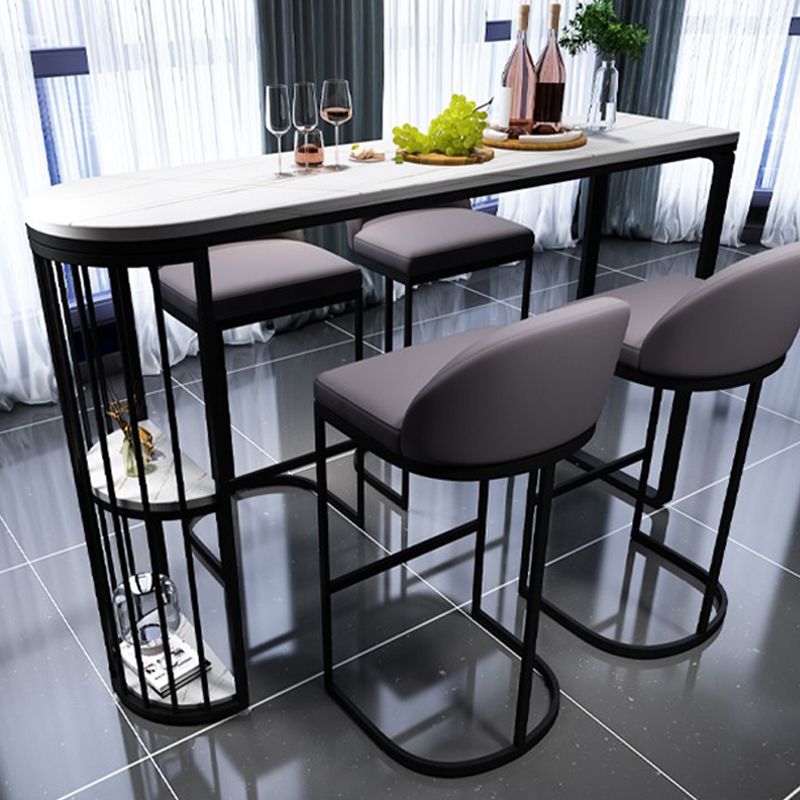 Stone Bar Dining Table ModernOval Bar Table with Sled for Dining Room Clearhalo 'Bar Furniture' 'Bar Tables' 'bar_tables' 'furn' 'furn_bar_tables' 'Furniture' 'furniture_bar_tables' 'Kitchen & Dining Furniture' 1200x1200_b921c929-9762-4db0-afd4-c03e77004975