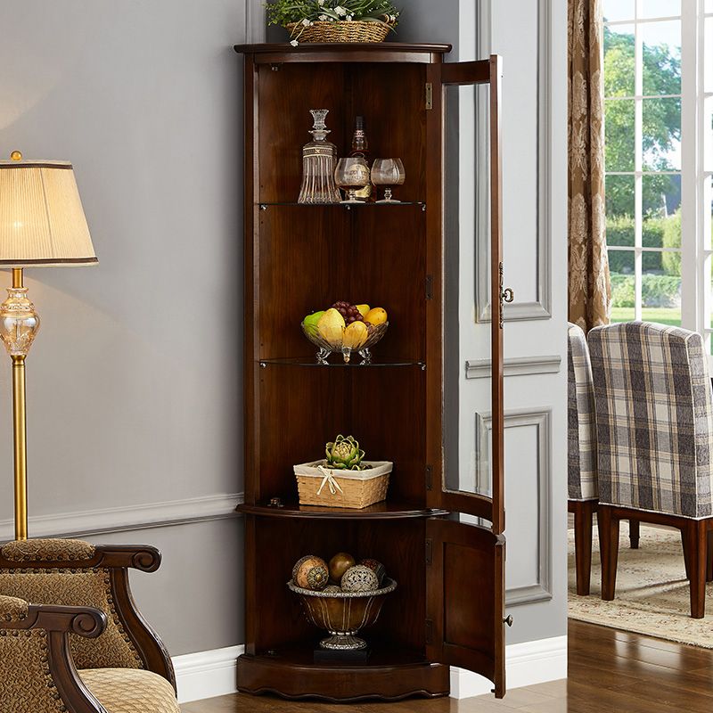 Industrial Triangle Accent Cabinet Solid Wood Storage Cabinet with Glass Doors Clearhalo 'Cabinets & Chests' 'cabinets_chests' 'furn' 'furn_cabinets_chests' 'Furniture' 'Living Room Furniture' 1200x1200_b921c9da-7862-42a6-bd0d-65b400a03637