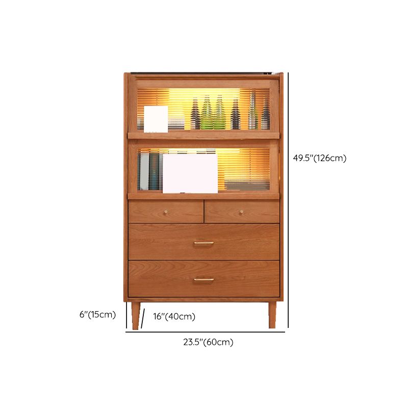 Modern Style Sideboard Cabinet Home Wooden Side Board with Glass Doors Clearhalo 'buffet_sideboard' 'Buffets & Sideboards' 'furn' 'furn_buffet_sideboard' 'Furniture' 'Kitchen & Dining Furniture' 1200x1200_b9240948-b1f5-4ae8-8339-ee5b759d25e9