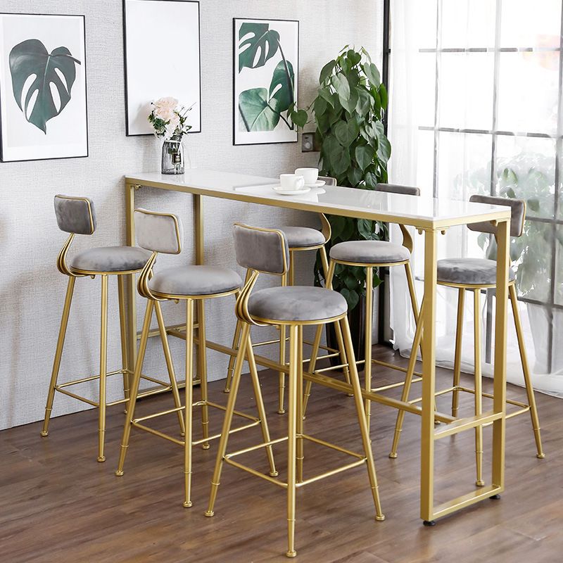 Mesa de mármol sintético blanco, mesa de bar de estilo moderno con base de caballete