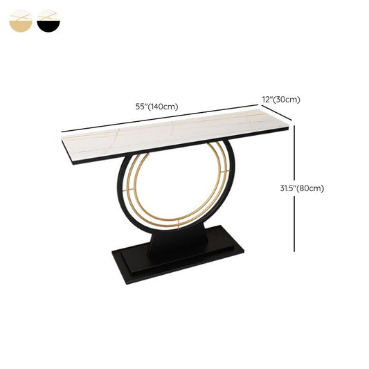 Glam Rectangle Console Table 31.5" Tall Stone Accent Table with 1 Shelf
