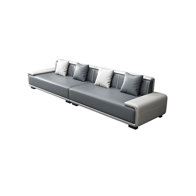 29"H Scandinavian Sectional Sofa Leather Grey Sectionals with Bostol Pillows Clearhalo 'furn' 'furn_sectionals' 'Furniture' 'Living Room Furniture' 'Sectionals' 1200x1200_b9270b08-8e3c-4b96-9325-916823e96807