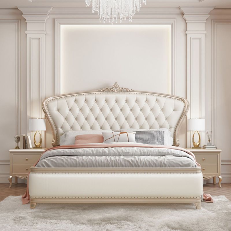 Victorian Foam Standard Bed Pine Wood Storage Bed Frame for Home