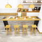Table de bar rectangulaire industrielle Table de salle à manger de bar en bois massif de pin avec double piédestal